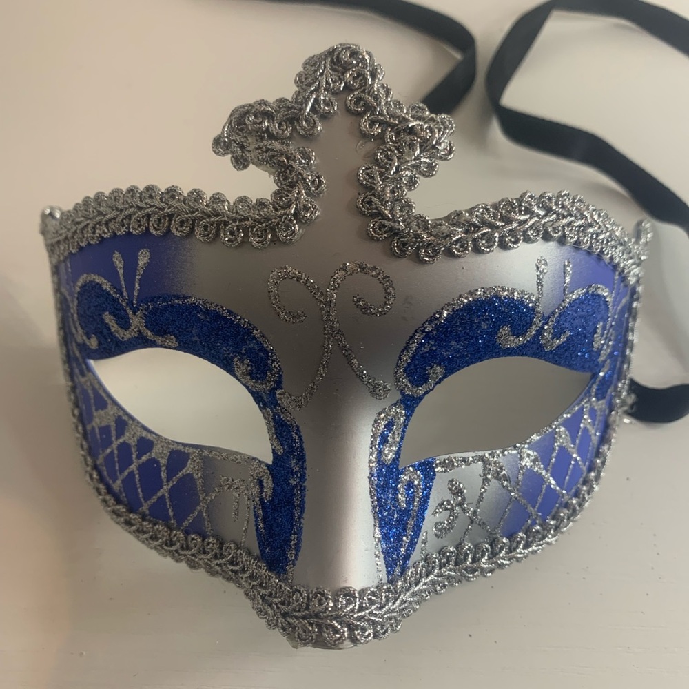 Silver and Blue Masquerade Mask from Venice Italy